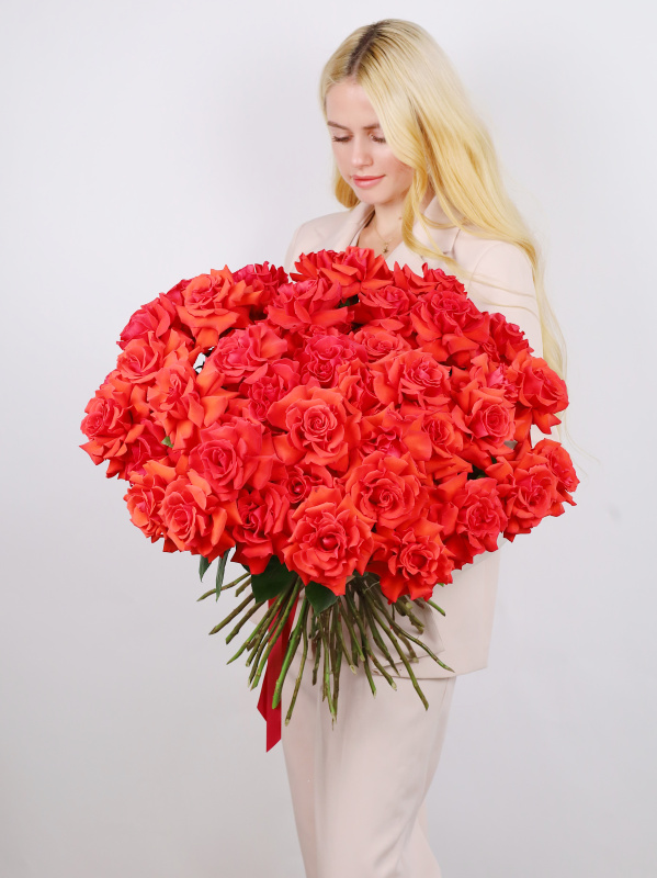 БУКЕТ 51 КРАСНАЯ ФРАНЦУЗСКАЯ РОЗА